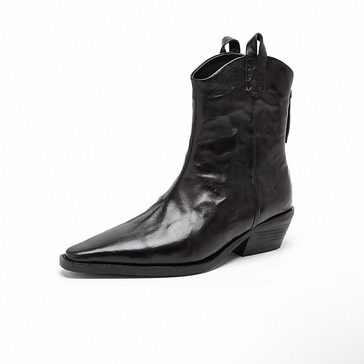 Knee-high Female Chelsea French Style Vintage Crumpled Skinny Chunky Genuine Women's Leather Boots