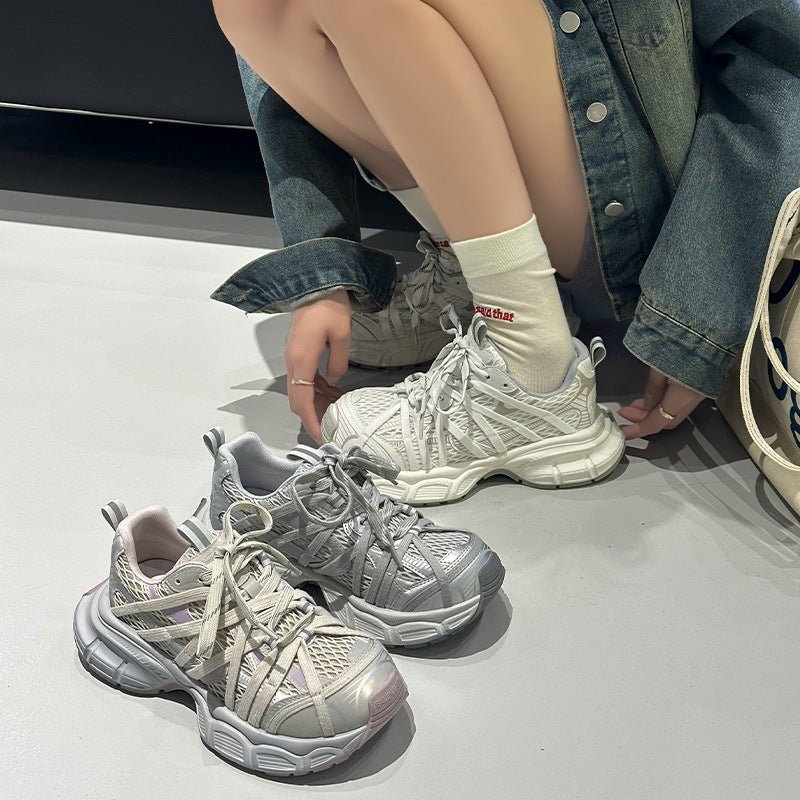 Women's Genuine Platform Dad Spring Heightened Fashion Light Sneakers
