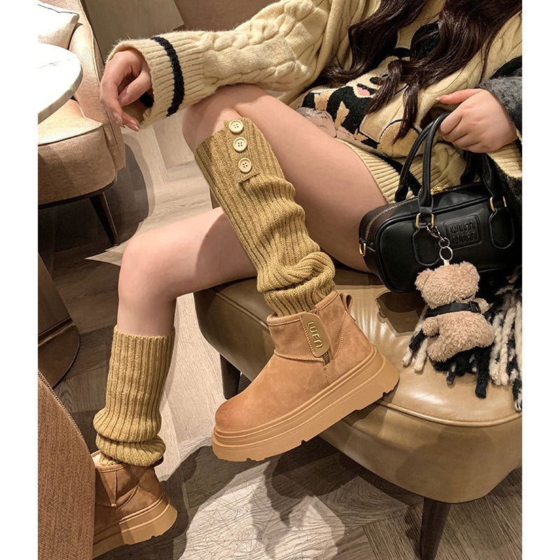 Cotton Winter Fleece-lined Thickened Northeast Platform Boots