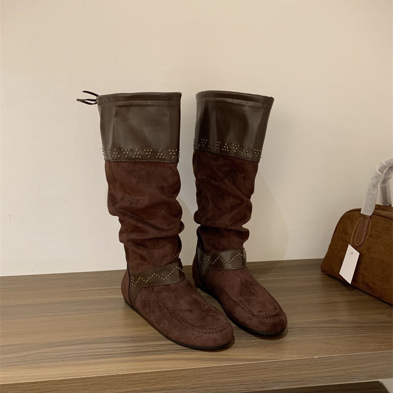 Women's Rivet Height Increasing Insole Western Cowboy Boots