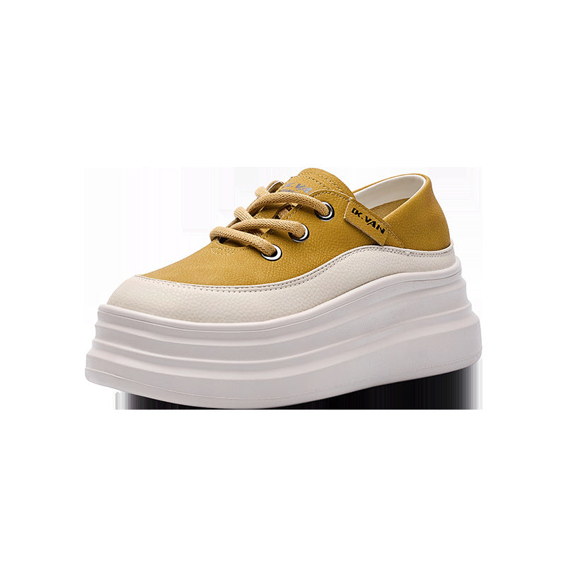 Women's Genuine Platform White Height Increasing Insole Casual Shoes