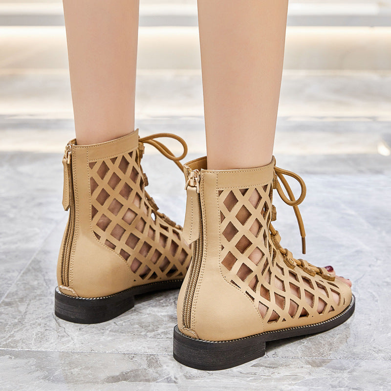 Women's Plus Size Flat Hollowed Breathable Widened Sandals