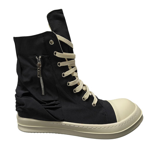 Men's Cloth Solid Color Sports Lace Up Round Men's Board Shoes