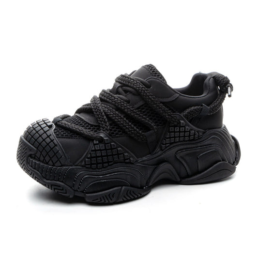 Women's Surface Round Head Platform Dad Stitching Personal Heels