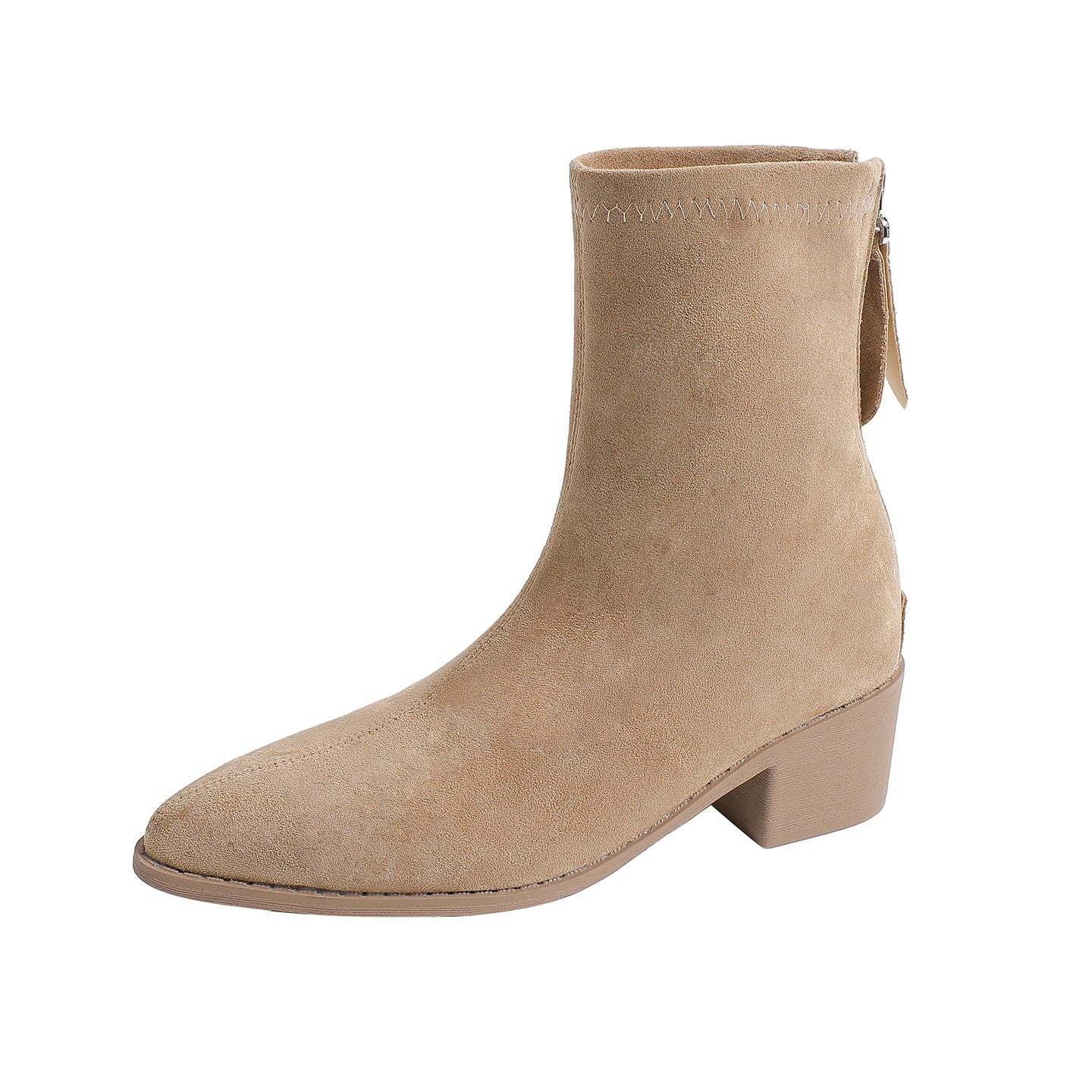 Women's High Martin Small French Style Skinny Suede Chunky Short For Women's Leather Boots