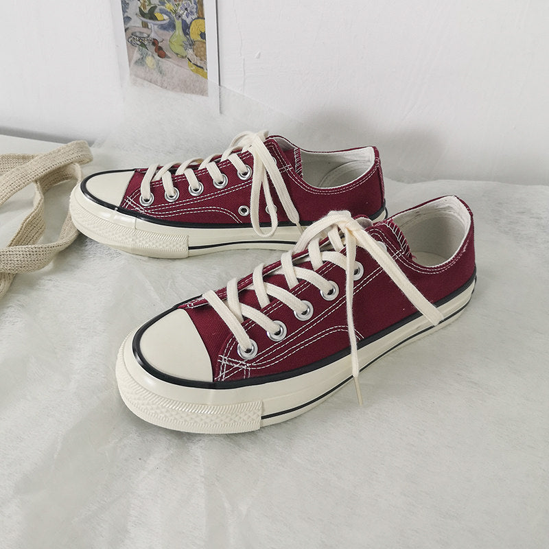 Women's & Men's White Black Low Upper Platform Hight Increasing Board Canvas Shoes