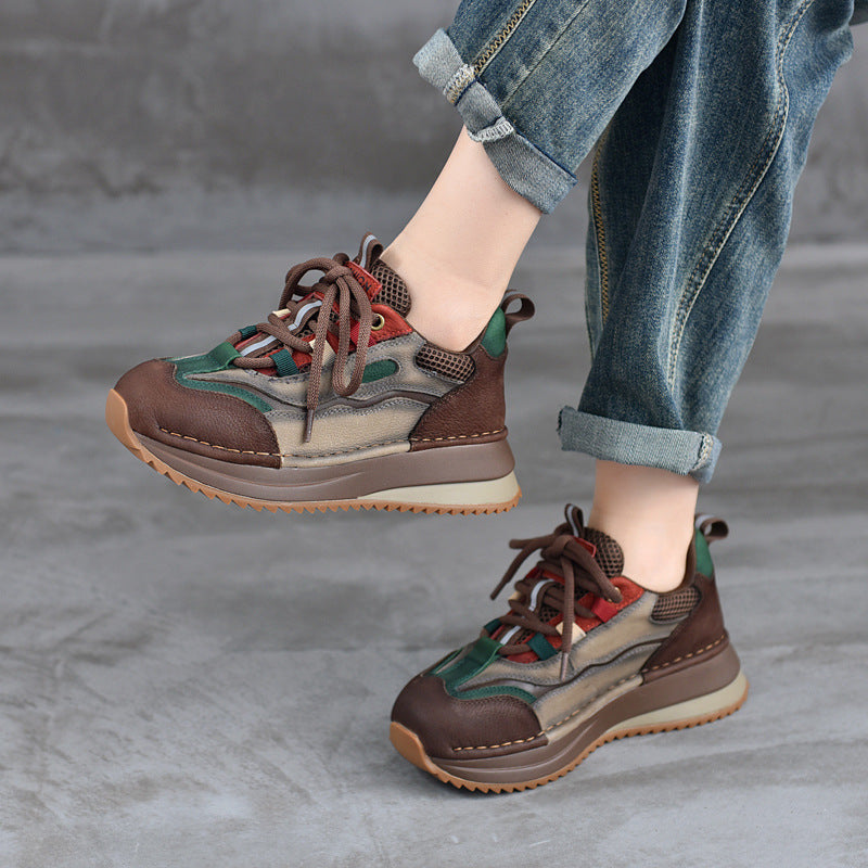 Replenishment Genuine British Style Platform Color Matching Women's Sports Shoes