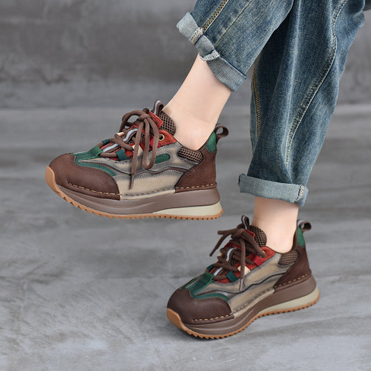 Replenishment Genuine British Style Platform Color Matching Women's Sports Shoes