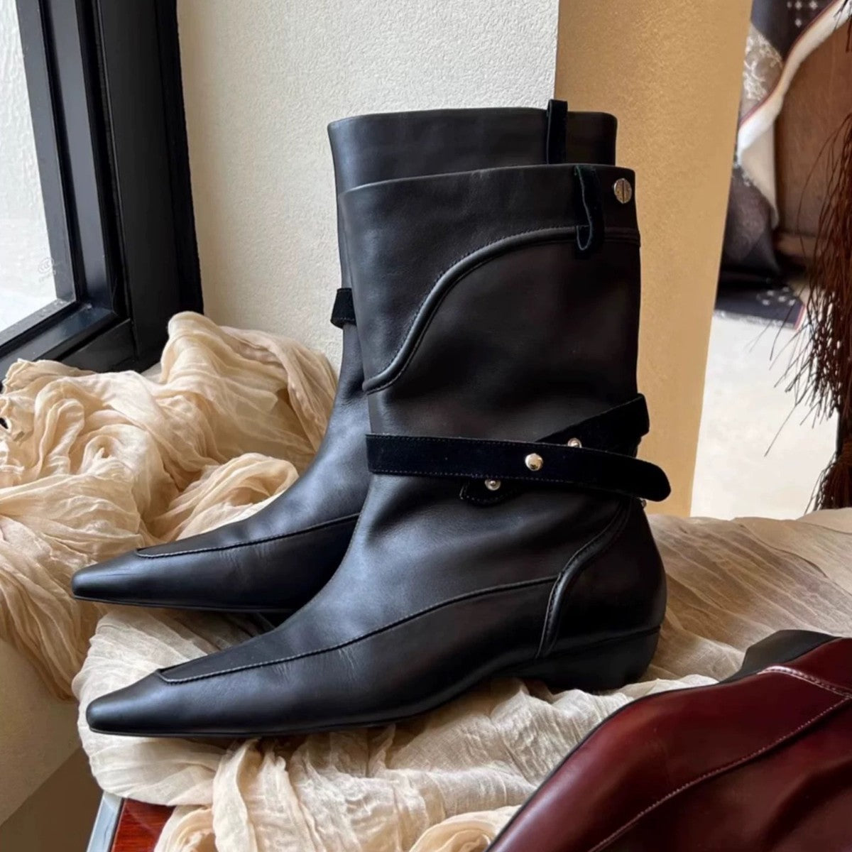 Women's Retro Minority Pointed Toe Wedge Western Cowboy For Boots