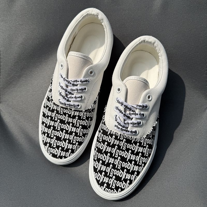 Women's & Men's Street Wear Letters Black White National Casual Shoes