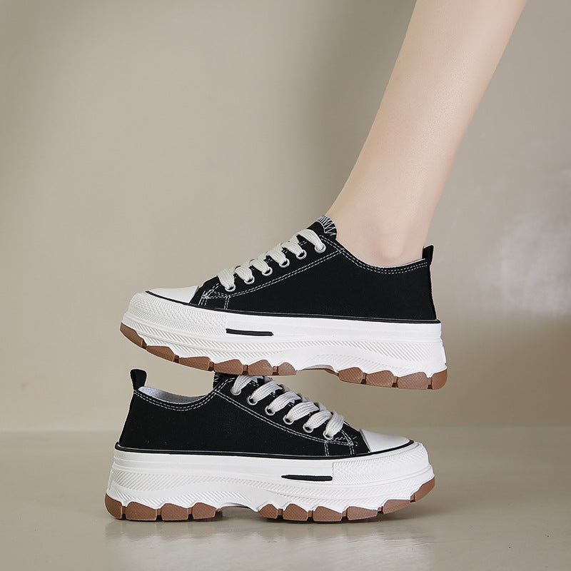 Women's Thick-soled Summer Heightened Black Niche Platform Casual Shoes