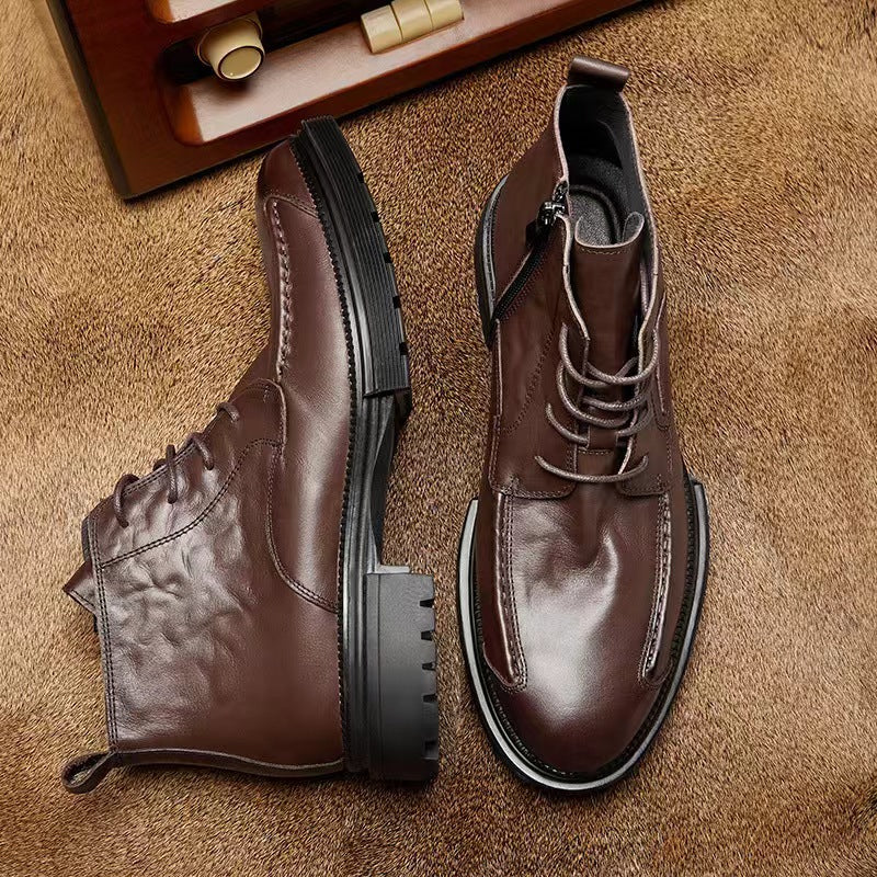 Men's First Layer Cowhide Martin Genuine Platform Boots