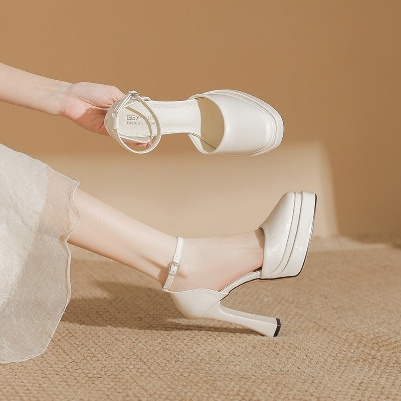 Women's French Mary Jane Wedding Waterproof Platform Sexy High Heeled Sandals