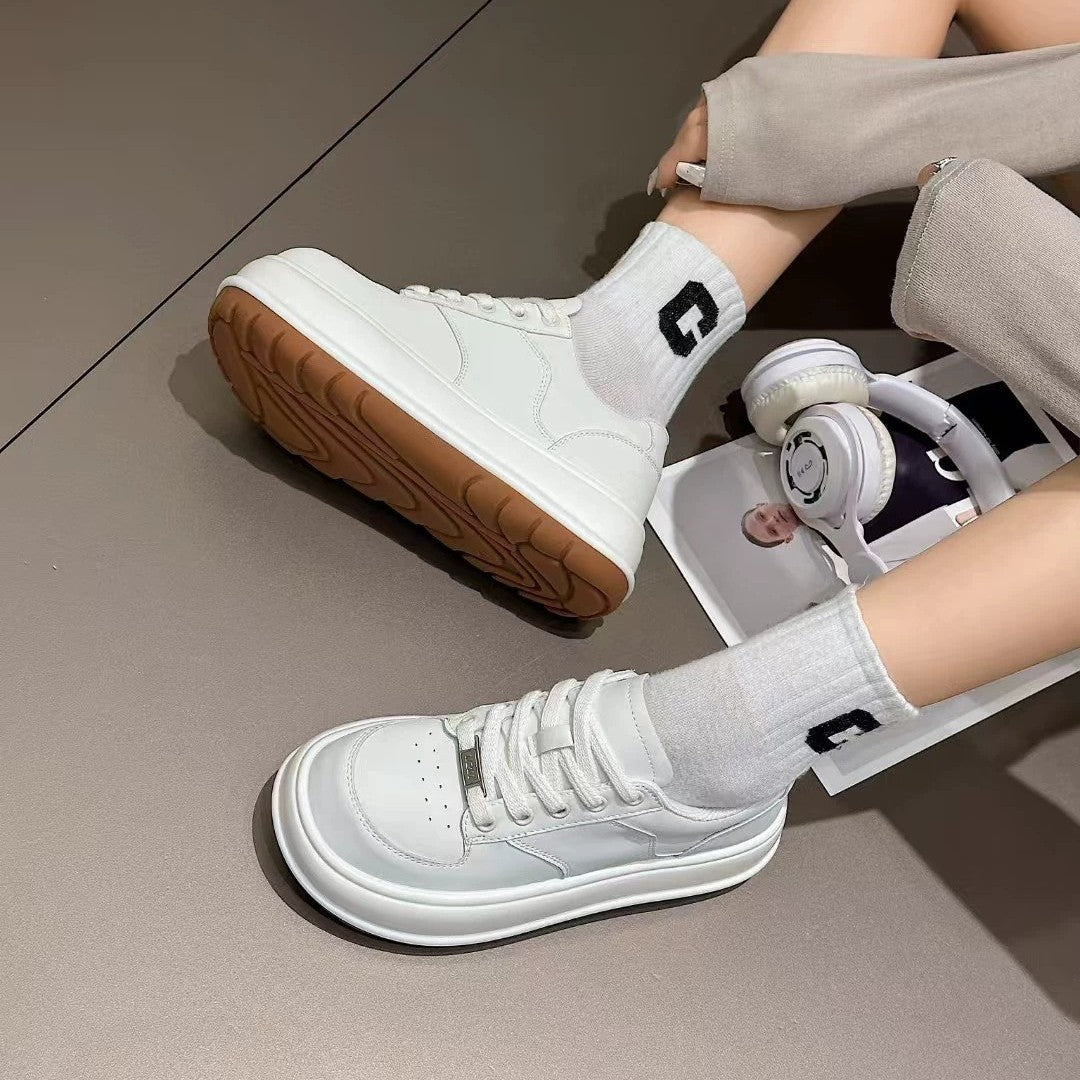 Women's Large Size Genuine Platform White Autumn Super Popular Thick Bottom Women's Casual Shoes