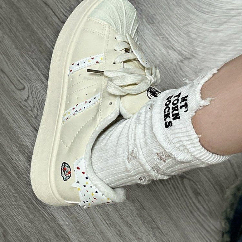 Female Small Cartoon Princess Style Pure Sneakers