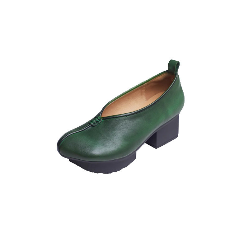 Handmade Authentic Comfortable Thick Mid Thickened Platform Retro Women's Casual Shoes