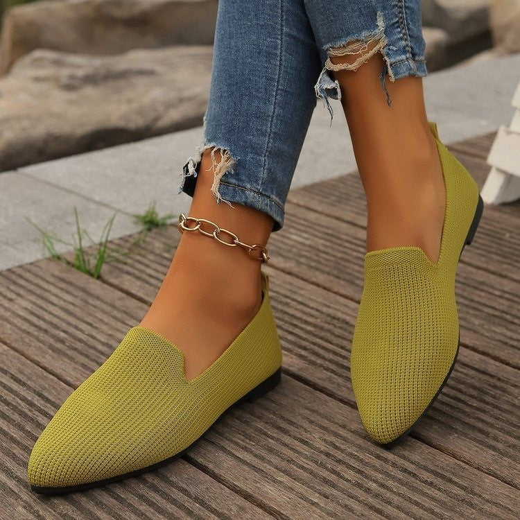 Women's Plus Size Pointed Toe Flat Pumps Slip-on Casual Shoes