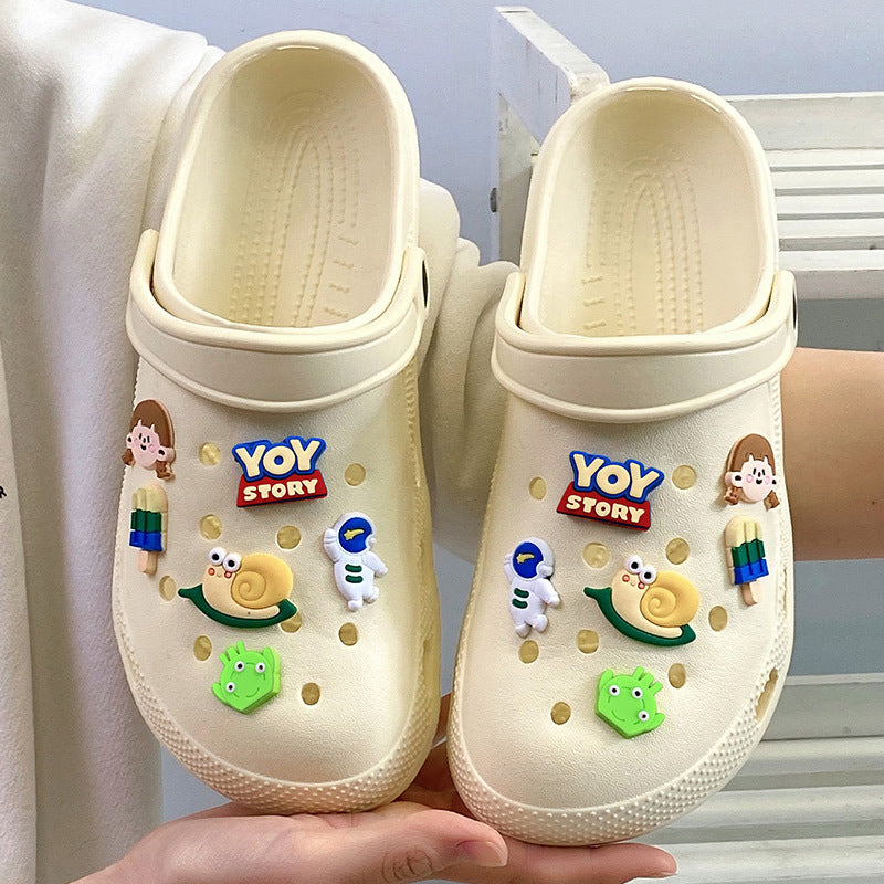 Women's Bottom Fleece-lined Hole Cartoon Cotton Warm Daily Outer Women's Shoes