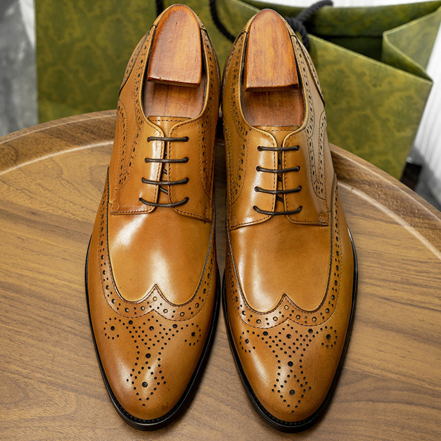 Fashion Elegant Men's Brogue British Carved Leather Shoes