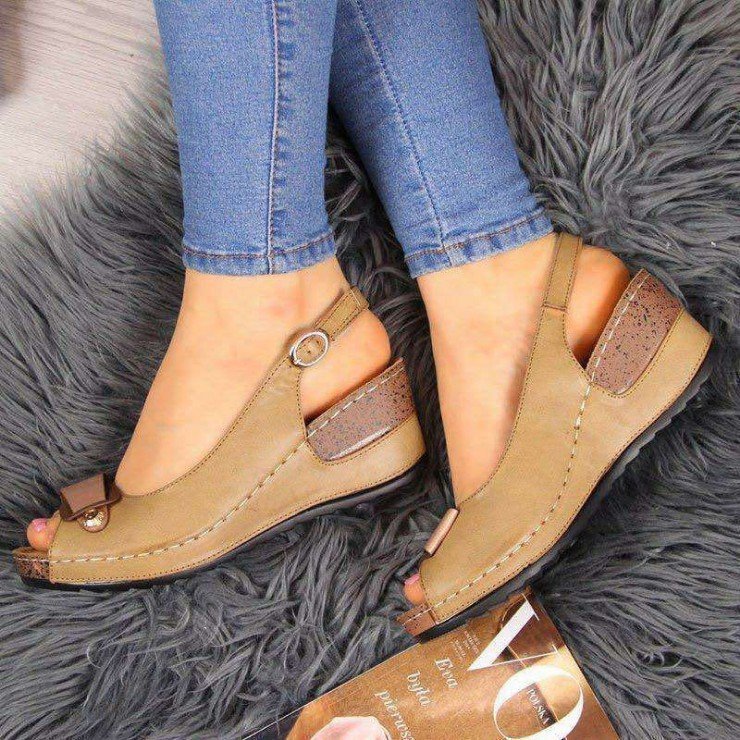 Women's Style Wedge Comfortable Soft Bottom Peep Sandals