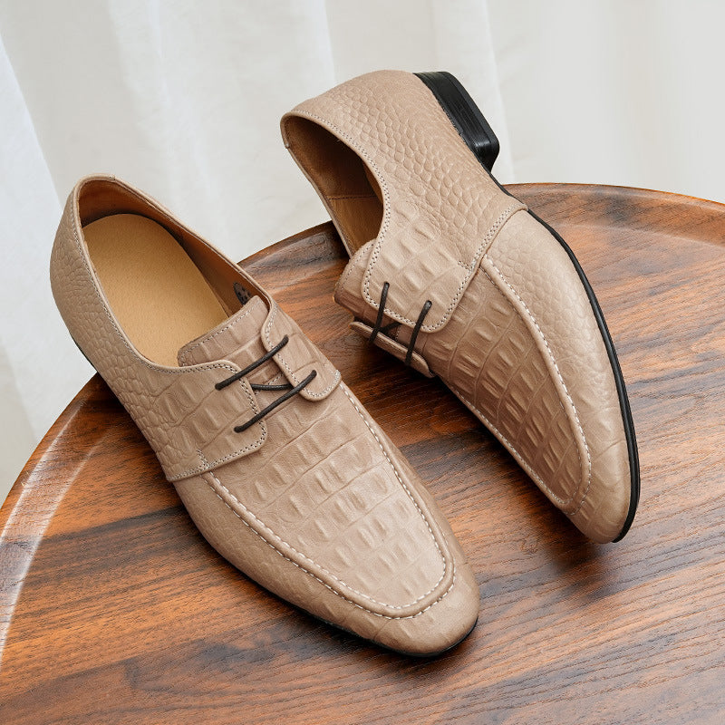 Men's Crocodile Pattern Wedding Soft Surface Business Formal Leather Shoes