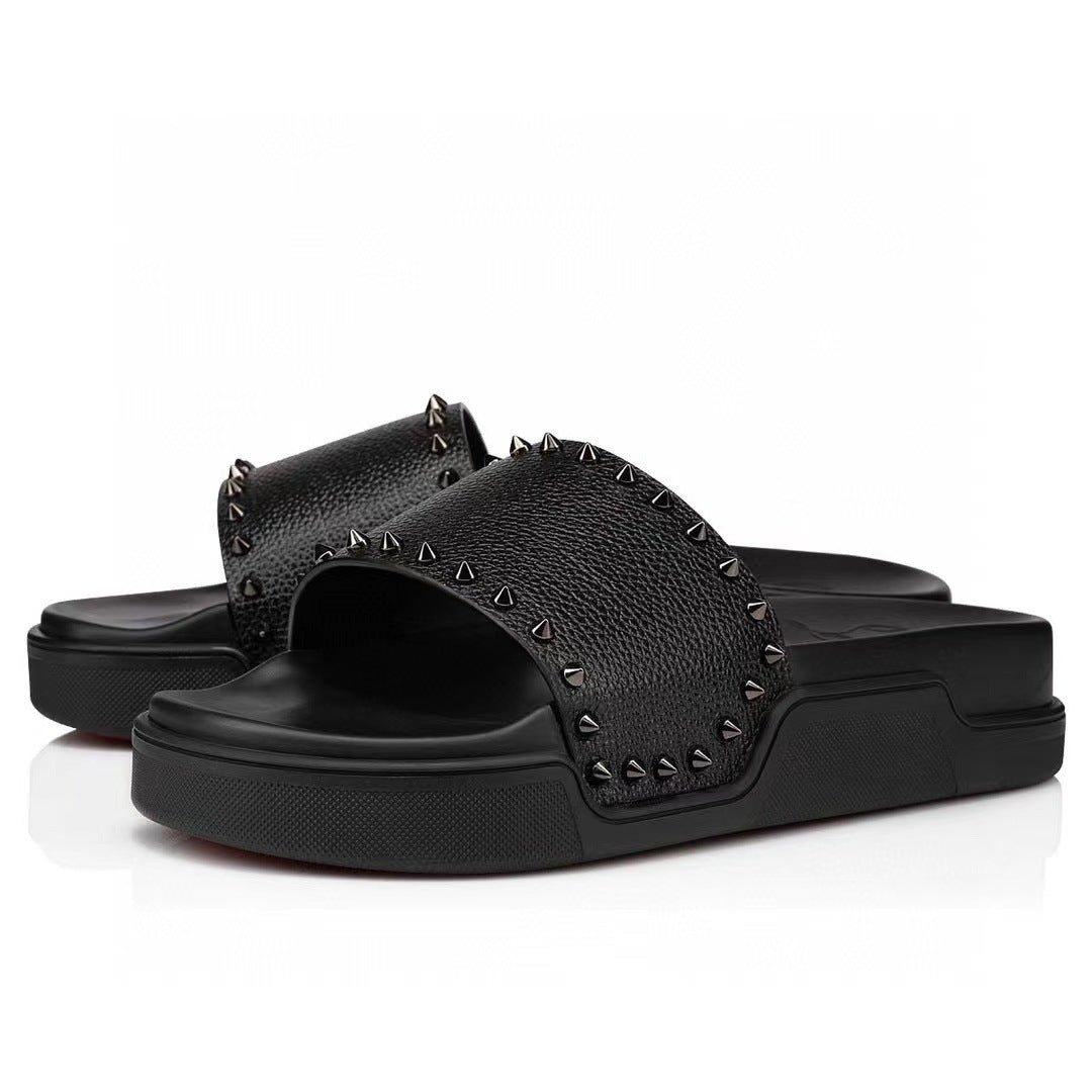 Women's & Men's Red Bottom Thick Simple Outdoor Comfortable Heels