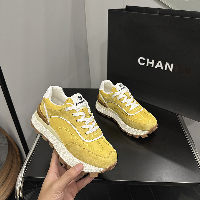 Women's Waffle Summer Retro Easy Matching Small Height Increasing Sports Women's Casual Shoes