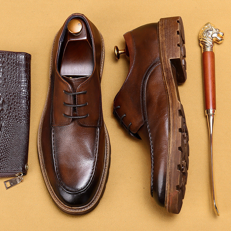 Men's Business Genuine Soft Bottom Breathable Platform Leather Shoes
