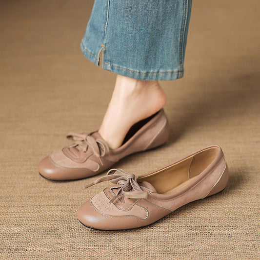 Women's Sheepskin Ballet Style Low-cut German Training French Slip-on Women's Fashion Shoes