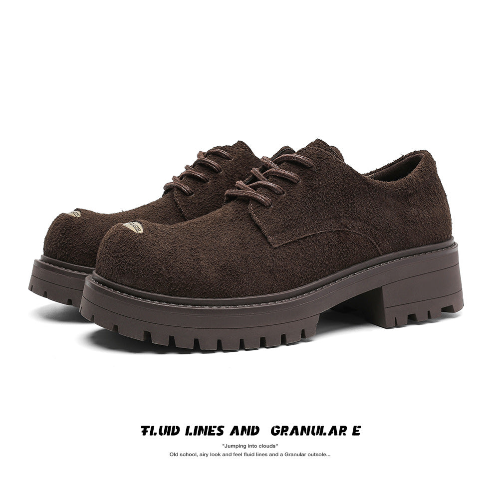 Men's Platform British Style Derby Niche Fashion Men's Casual Leather Shoes