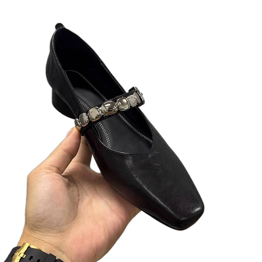 Women's Thick Mary Jane Shallow Mouth Metal Buckle With Commuter French Women's Shoes