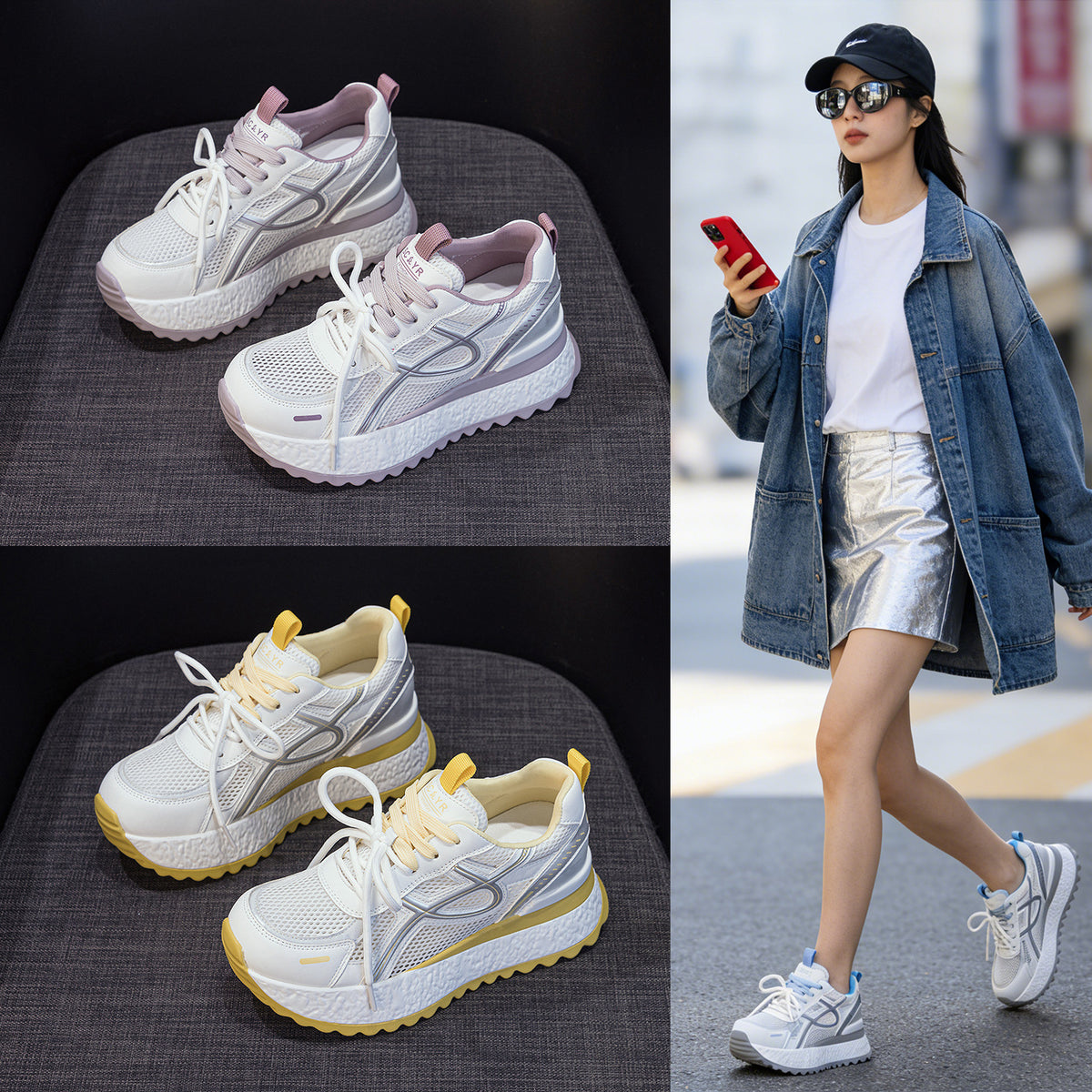 Women's Small Cortez Summer Breathable Mesh Sports Platform Women's Casual Shoes