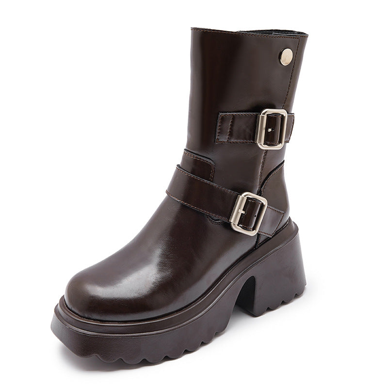 Women's Brown Martin Short Skinny British Style Boots