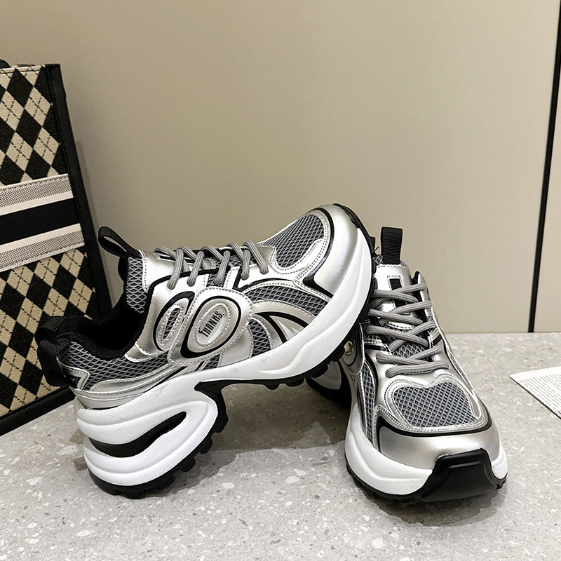 Women's Platform Sier Fashion Clunky Height Increasing Sneakers