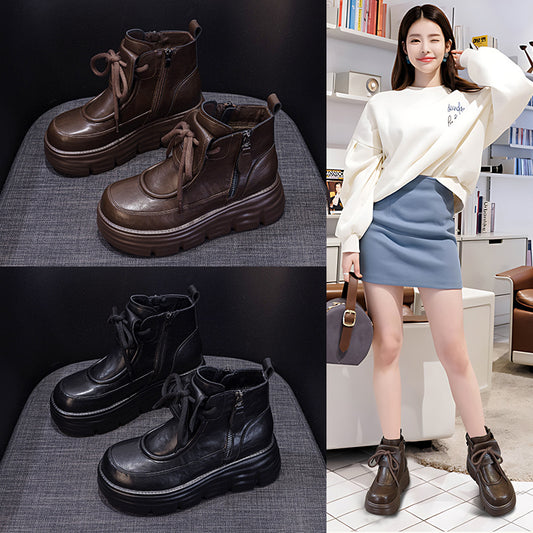 Women's Lined Cotton Martin Live Broadcast Elevator Ankle Boots