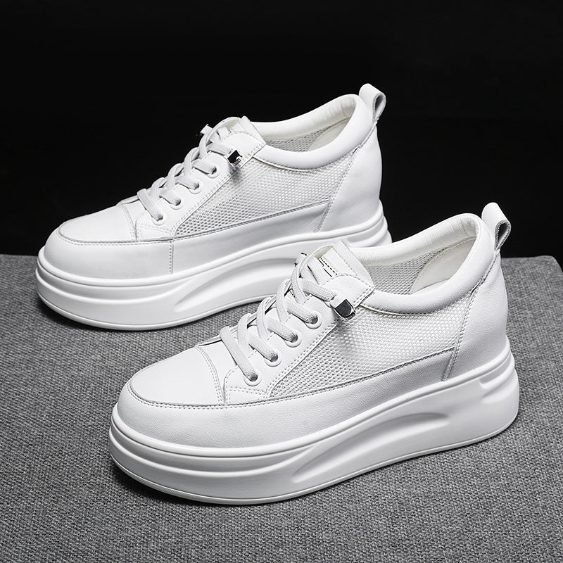 Women's White Campus Height Increasing Black Small Casual Shoes