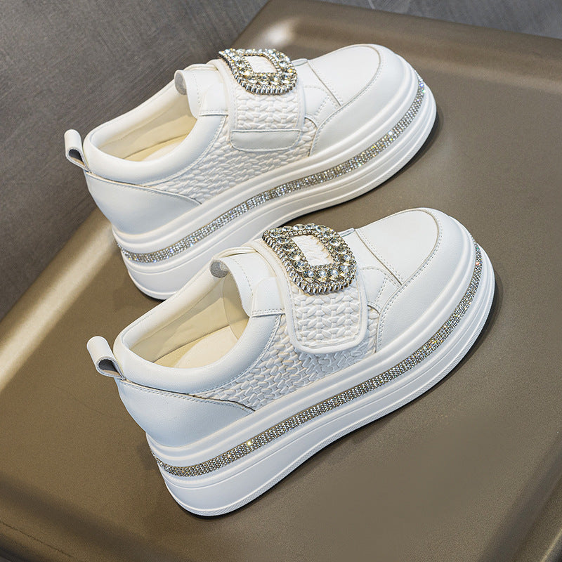 Women's Velcro Rhinestone Sports Thick Bottom Small Hidden Heels