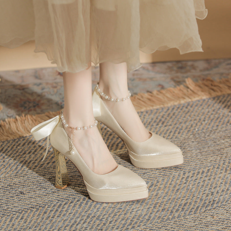 Women's Chunky Mary Jane High Platform Bridal Women's Fashion Shoes