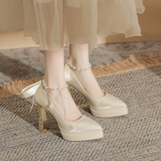 Women's Chunky Mary Jane High Platform Bridal Women's Fashion Shoes