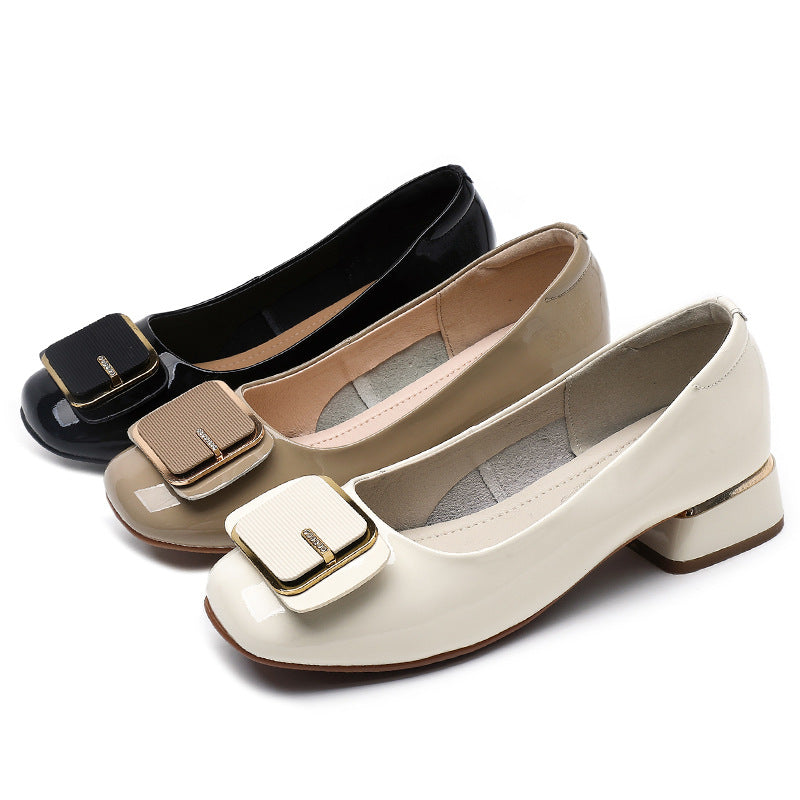 Women's Style Thick Soft Bottom Square Buckle Women's Shoes