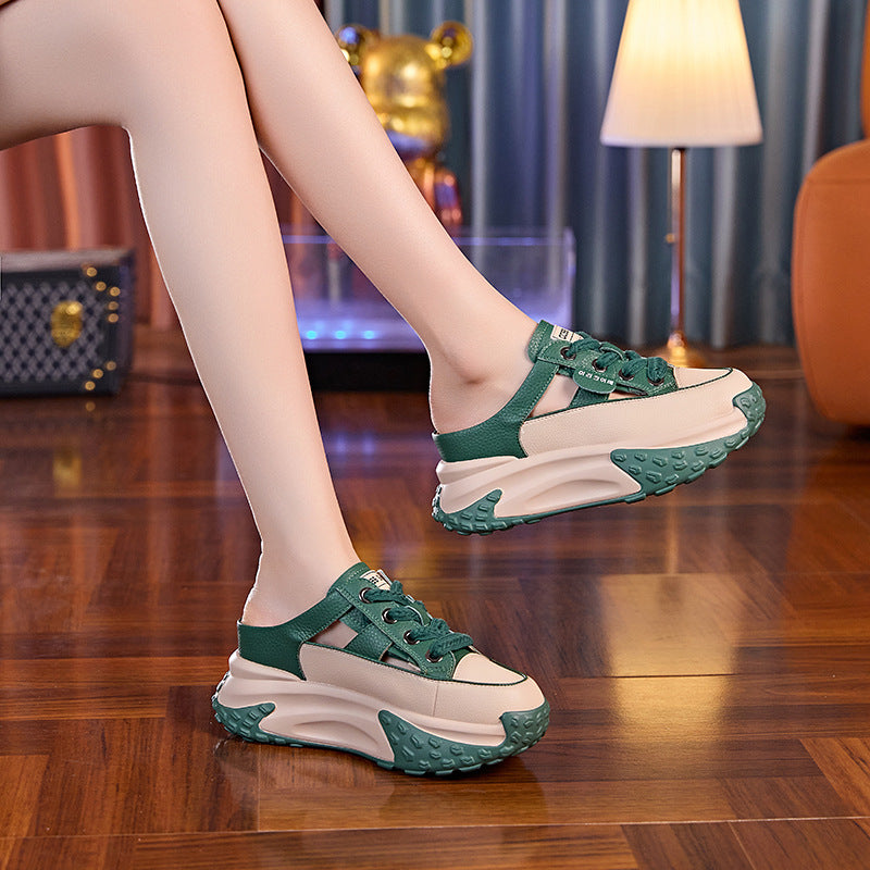 Women's Outer Wear Summer Versatile Thick Bottom Mesh Slippers