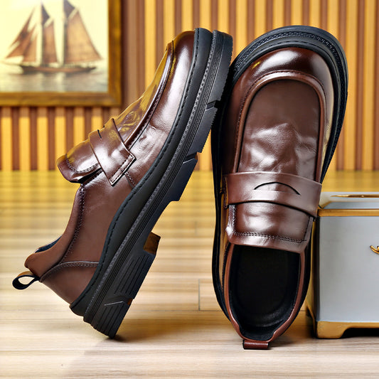 Men's Wedding Bridegroom First Layer Cowhide British Leather Shoes