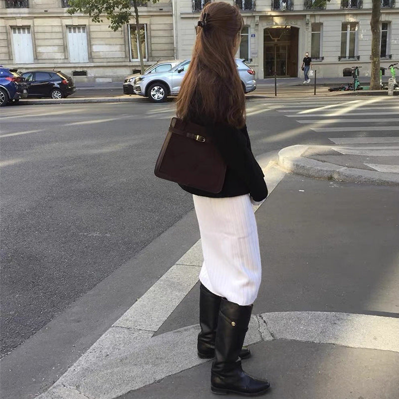 Style Tall Knight Below The Knee Straight Niche Fashion Women's Leather Boots