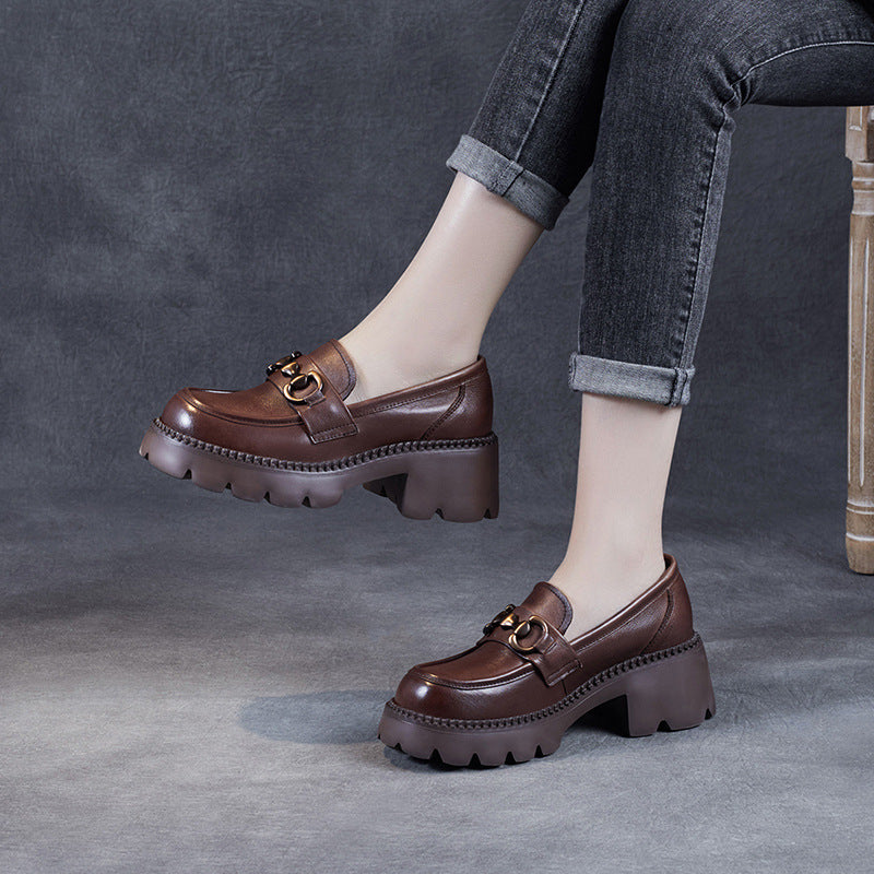 Women's Authentic Platform Buckle Chunky Raise The Loafers