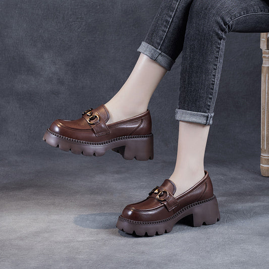 Women's Authentic Platform Buckle Chunky Raise The Loafers