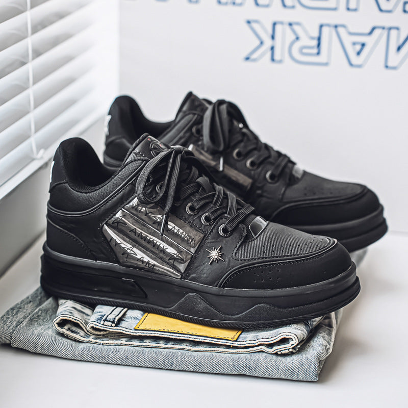 Fan Height Increasing Insole Black National Fashion Thick Casual Shoes
