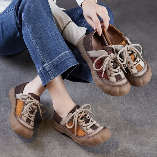 Women's Retro Flat Spring Comfortable Soft Bottom Lace Women's Casual Shoes