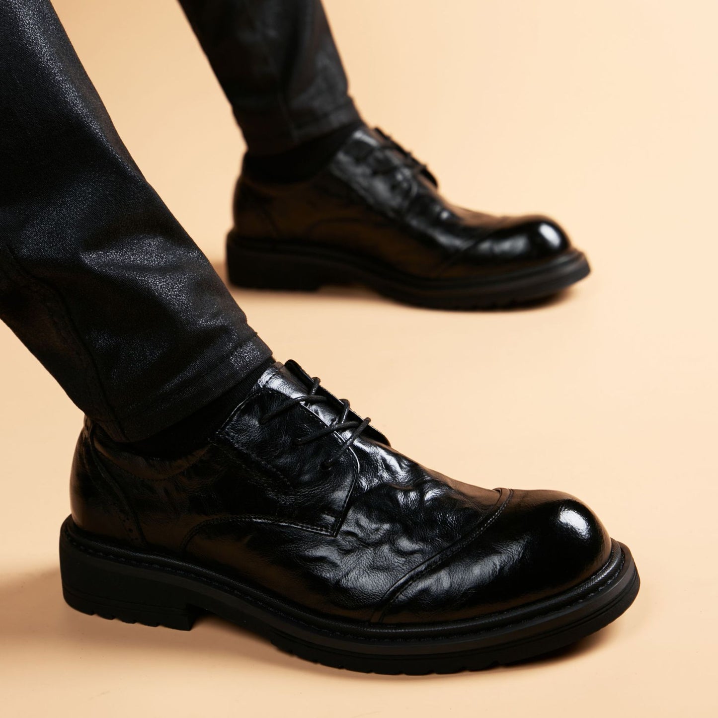Men's Toe Thick-soled British Style Fashion Korean Leather Shoes