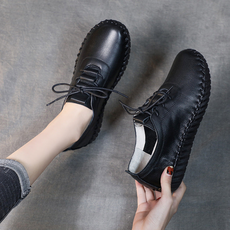 Women's Spring First Layer Cowhide Mother Soft Casual Shoes