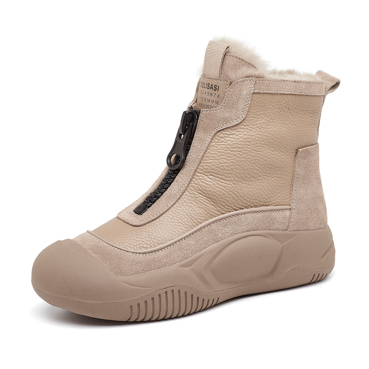 Women's Layer Cowhide Platform Winter Flat Genuine Snow Boots